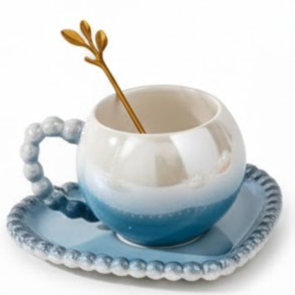 European Style Eco-Friendly Ceramic Coffee Cups New Bone China Tea Cups with Saucers Modern Design Coffee Set