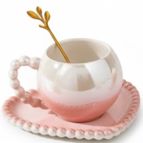 European Style Eco-Friendly Ceramic Coffee Cups New Bone China Tea Cups with Saucers Modern Design Coffee Set