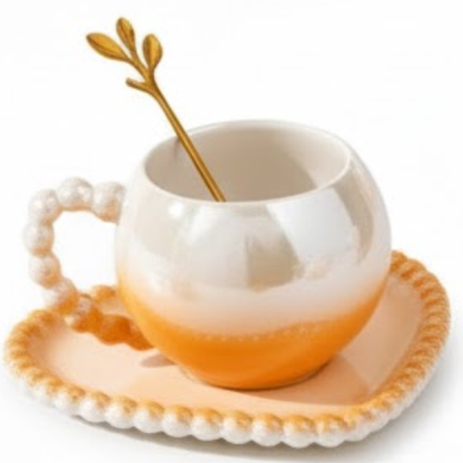 European Style Eco-Friendly Ceramic Coffee Cups New Bone China Tea Cups with Saucers Modern Design Coffee Set