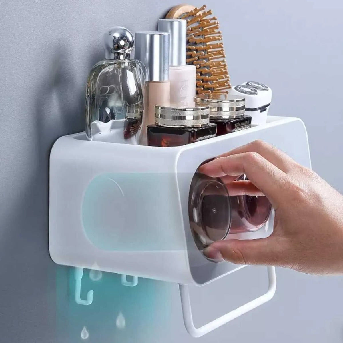 Ecoco E2111 Multi-functional Wall-Mounted Bathroom Shelf for Toothbrushes