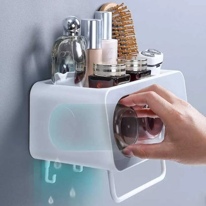Ecoco E2111 Multi-functional Wall-Mounted Bathroom Shelf for Toothbrushes