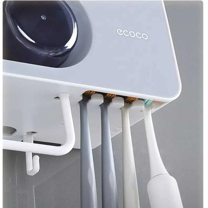 Ecoco E2111 Multi-functional Wall-Mounted Bathroom Shelf for Toothbrushes