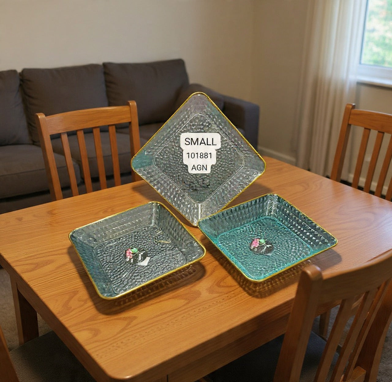 Acrylic Glammered Pattern Serving Food Plate