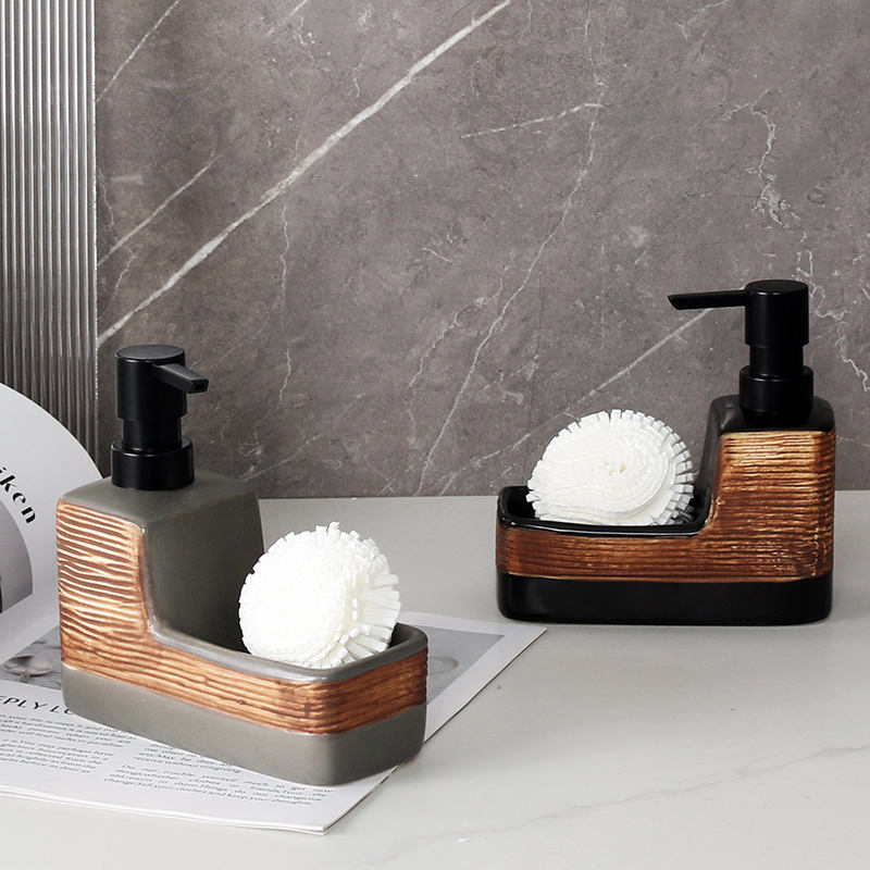 Luxury Ceramic Soap Dispenser with Sponge Holder