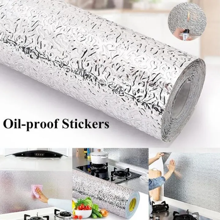 60x2 Meter Self Adhesive Silver Aluminum Foil Sticker Sheet – Waterproof Heat-Resistant Kitchen Wall & Cabinet Wrap