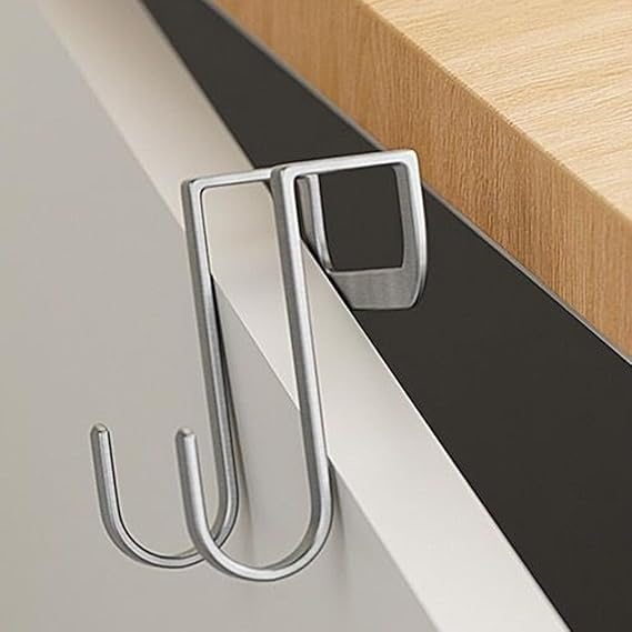 2Pcs Stainless Steel Multi-Use Over Cabinet Hook, Drawer Hanger Hook Heavy Duty Hooks