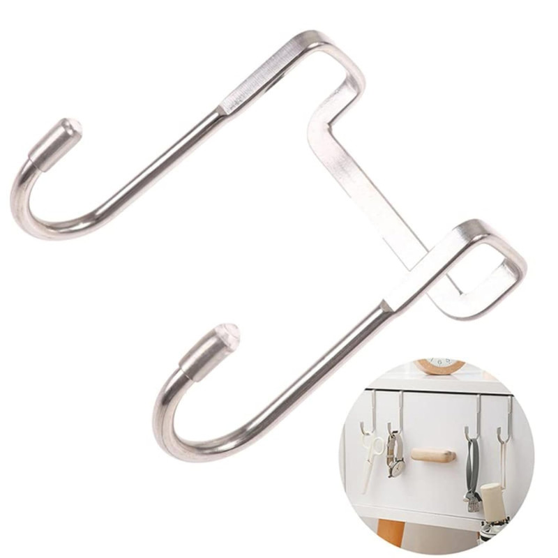 2Pcs Stainless Steel Multi-Use Over Cabinet Hook, Drawer Hanger Hook Heavy Duty Hooks