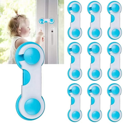 Baby Safety Lock for Cabinets, Drawers & Fridge – Multi-Purpose Child Proof Lock | Strong Adhesive Safety Latch (Pack of 2) (Blue/Pink)