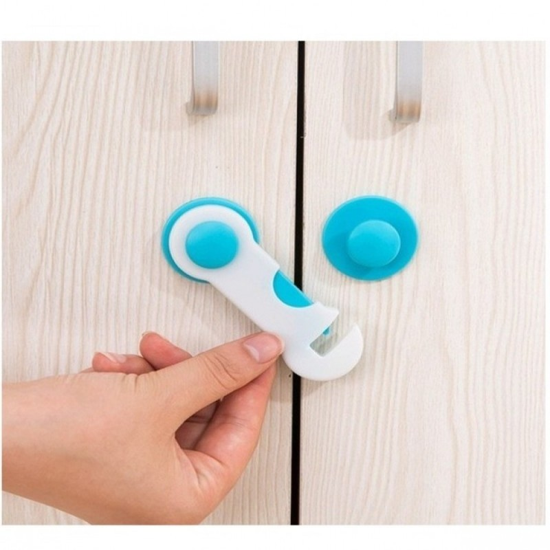Baby Safety Lock for Cabinets, Drawers & Fridge – Multi-Purpose Child Proof Lock | Strong Adhesive Safety Latch (Pack of 2) (Blue/Pink)