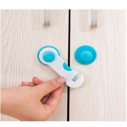 Baby Safety Lock for Cabinets, Drawers & Fridge – Multi-Purpose Child Proof Lock | Strong Adhesive Safety Latch (Pack of 2) (Blue/Pink)