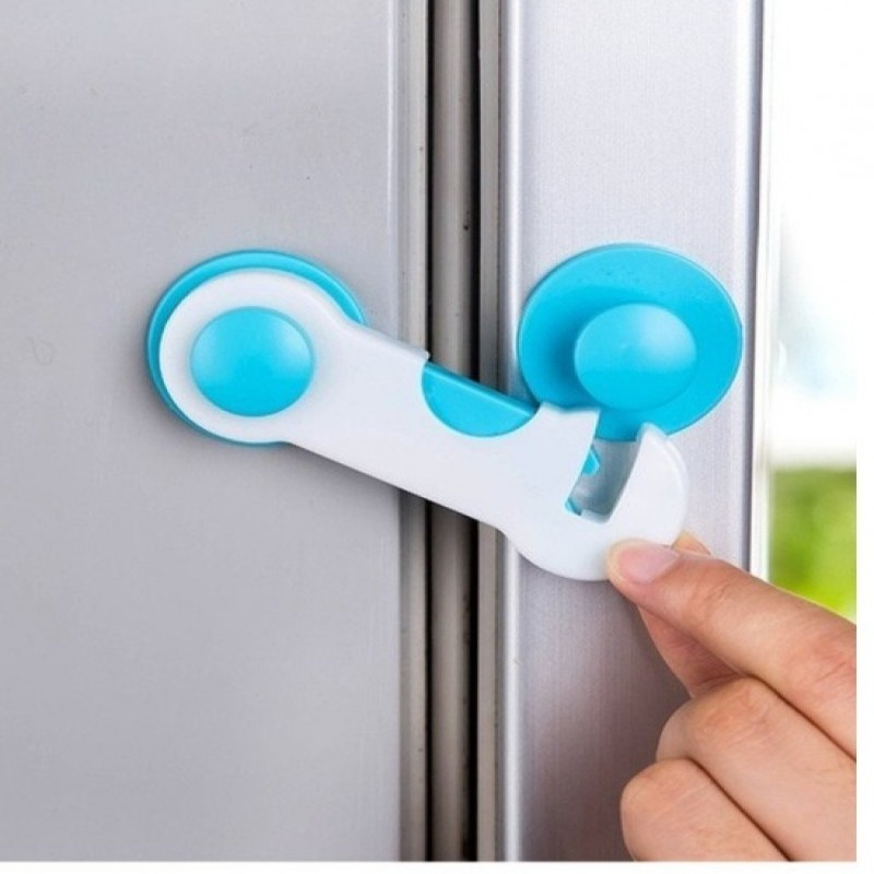 Baby Safety Lock for Cabinets, Drawers & Fridge – Multi-Purpose Child Proof Lock | Strong Adhesive Safety Latch (Pack of 2) (Blue/Pink)
