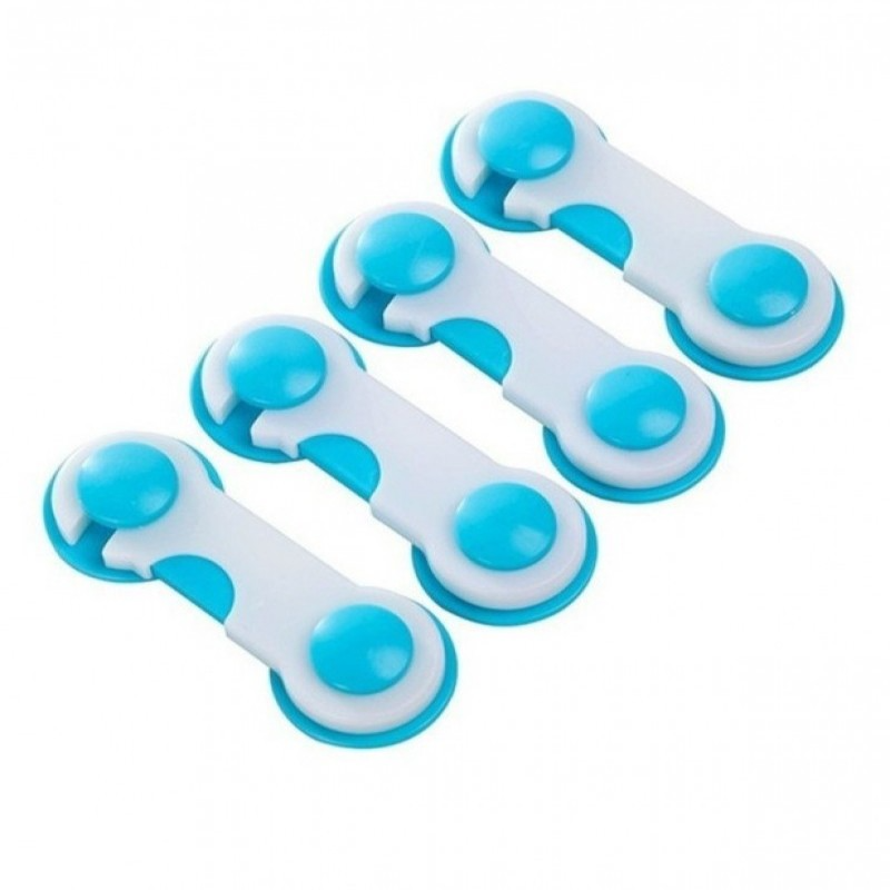 Baby Safety Lock for Cabinets, Drawers & Fridge – Multi-Purpose Child Proof Lock | Strong Adhesive Safety Latch (Pack of 2) (Blue/Pink)