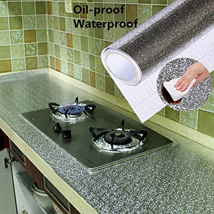 60x2 Meter Self Adhesive Silver Aluminum Foil Sticker Sheet – Waterproof Heat-Resistant Kitchen Wall & Cabinet Wrap