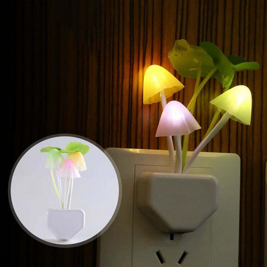 Mushroom LED Night Light with Light Sensor – Plug-in Auto On/Off Lamp | Color Changing Decorative Night Lamp for Bedroom & Kids Room