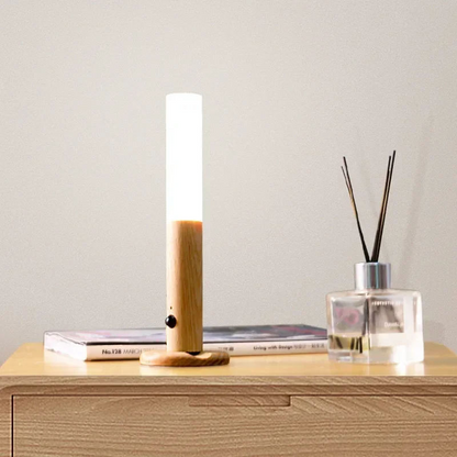 Magnetic LED Wall Night Light – USB Rechargeable Wooden Design Stick Lamp | Motion Sensor Night Lamp for Bedroom, Hallway & Stairs