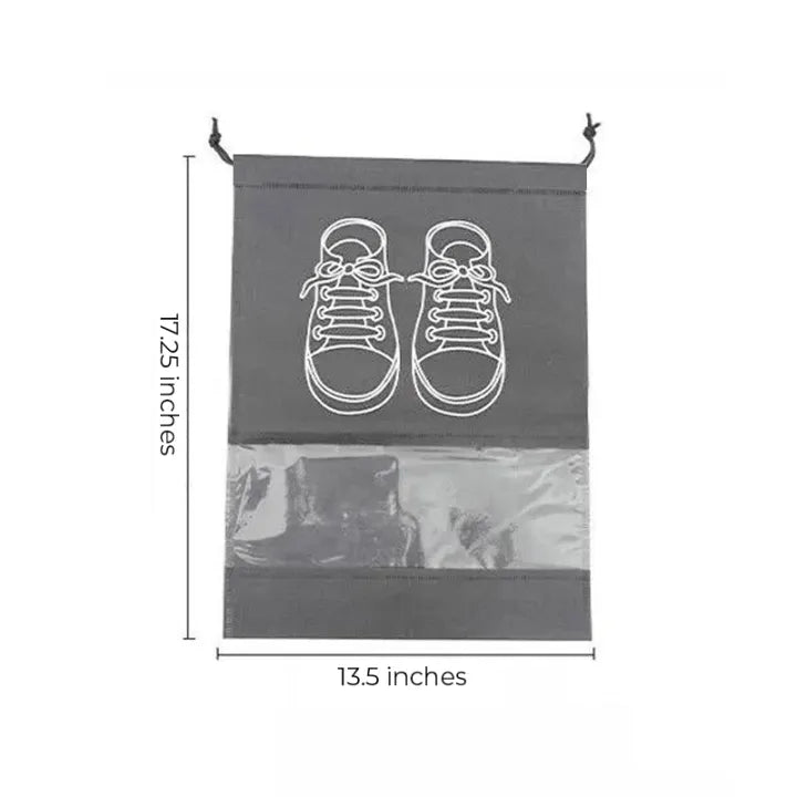 Printed Design Travel Shoe Storage Bags 2 Pcs Non-woven Rustproof Shoe Bag Portable Drawstring Bags For Shoes Clothing Travel Bag Organizer