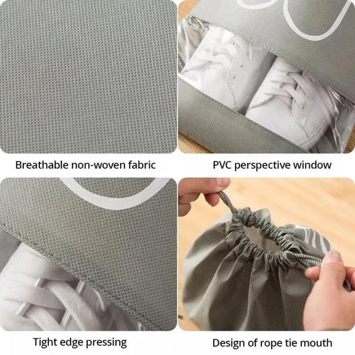 Printed Design Travel Shoe Storage Bags 2 Pcs Non-woven Rustproof Shoe Bag Portable Drawstring Bags For Shoes Clothing Travel Bag Organizer