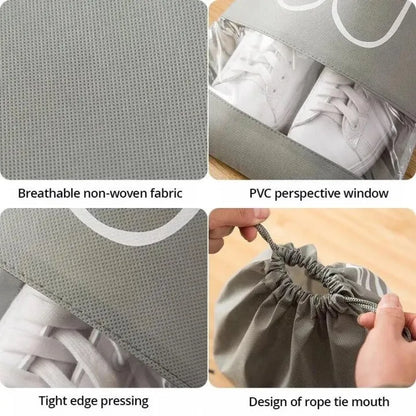 Printed Design Travel Shoe Storage Bags 2 Pcs Non-woven Rustproof Shoe Bag Portable Drawstring Bags For Shoes Clothing Travel Bag Organizer