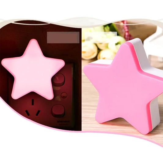 US EU Plug Star Shaped Night Light Socket Wall Lamp Light Night Lamp Kids Room Home Décor Pentagram Lamp
