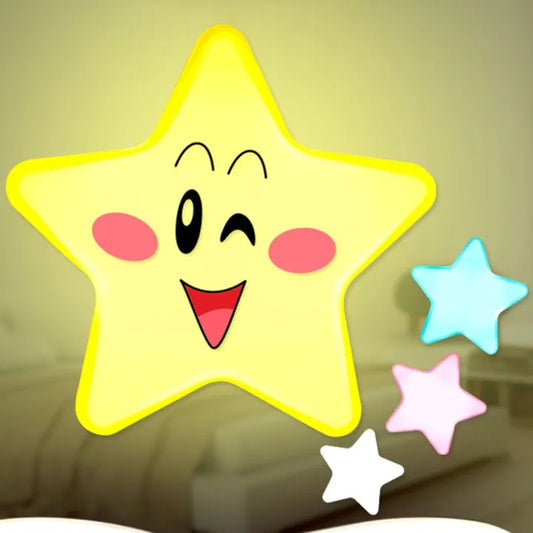 US EU Plug Star Shaped Night Light Socket Wall Lamp Light Night Lamp Kids Room Home Décor Pentagram Lamp