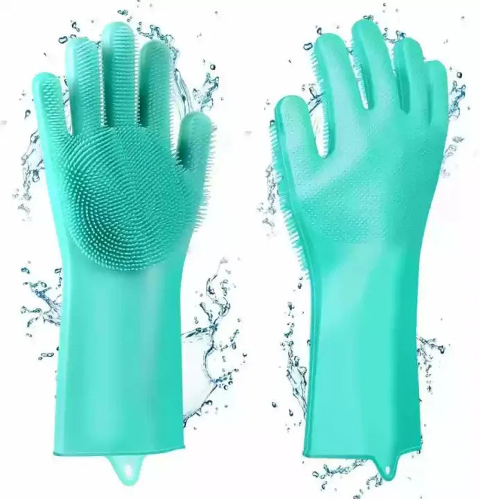 Magic Reusable Silicone Gloves with Wash Scrubber, Heat Resistant, for Cleaning, Household, Dish Washing, Washing the Car