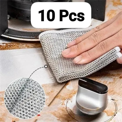 10 pcs Wire Cloth for Dish Washing Kitchen Cleaning Cloth Non-stick  Household Cleaning Accessories Dish Clean Wire Clothes