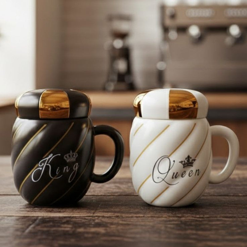 King Queen Ceramic Mug, New Design Couple Mug, Luxury Marble Coffee And Water Mug