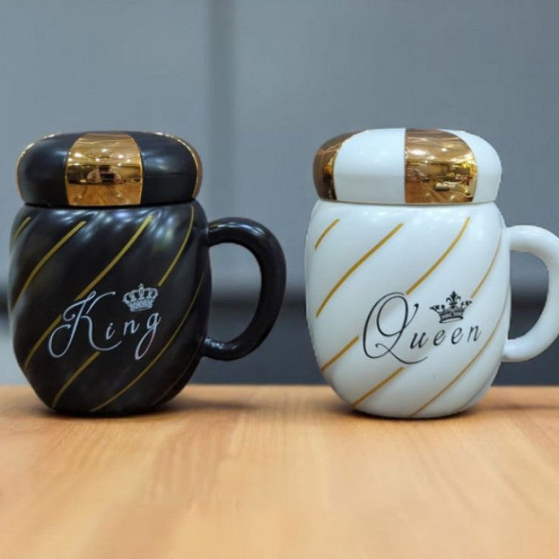 King Queen Ceramic Mug, New Design Couple Mug, Luxury Marble Coffee And Water Mug