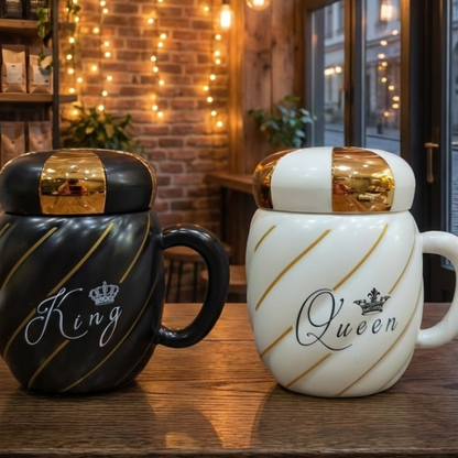 King Queen Ceramic Mug, New Design Couple Mug, Luxury Marble Coffee And Water Mug