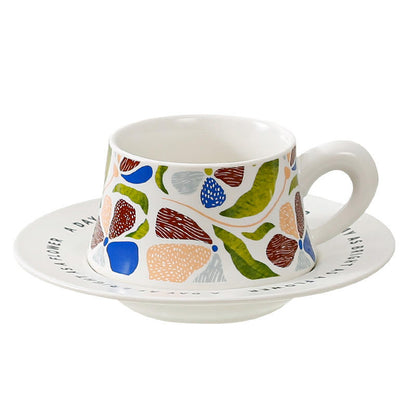 French Retro Ceramic Coffee Mug Cup and Saucer Set Gift Box Packaging