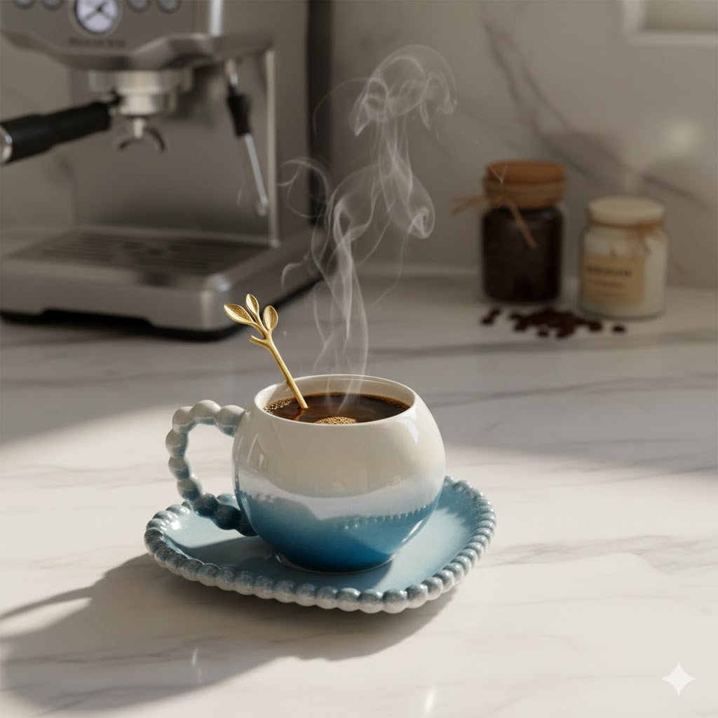 European Style Eco-Friendly Ceramic Coffee Cups New Bone China Tea Cups with Saucers Modern Design Coffee Set