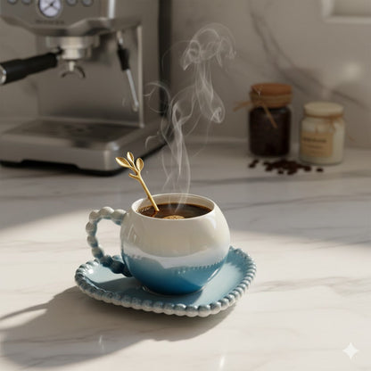 European Style Eco-Friendly Ceramic Coffee Cups New Bone China Tea Cups with Saucers Modern Design Coffee Set