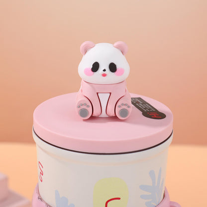 New Arrival Cute Panda Doll Thermos Coffee Cup Juice Milk Drinking Mug With Straw Vacuum Insulated Water Bottle