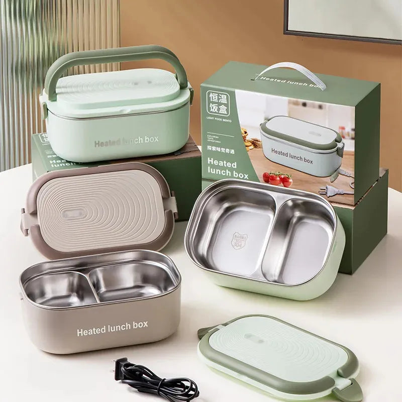 electric heated lunch box without water injection – 304 stainless steel, plug-in constant temperature for office use