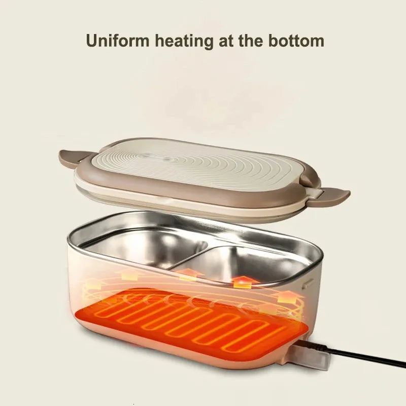 electric heated lunch box without water injection – 304 stainless steel, plug-in constant temperature for office use