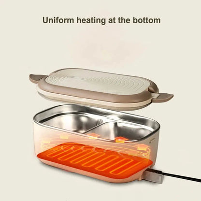 electric heated lunch box without water injection – 304 stainless steel, plug-in constant temperature for office use