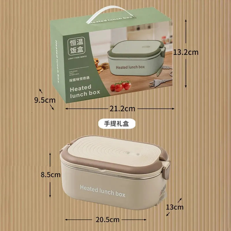 electric heated lunch box without water injection – 304 stainless steel, plug-in constant temperature for office use
