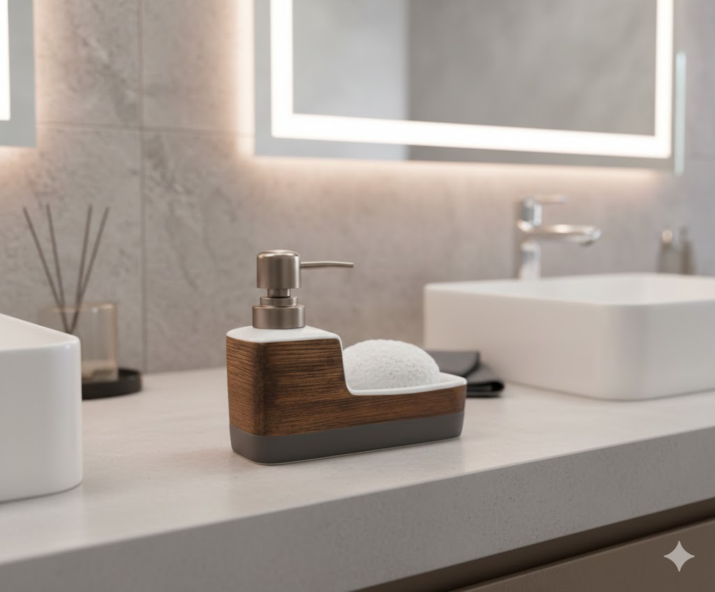 Luxury Ceramic Soap Dispenser with Sponge Holder