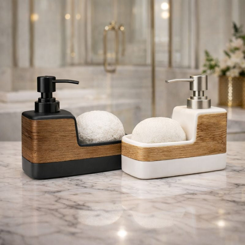Luxury Ceramic Soap Dispenser with Sponge Holder