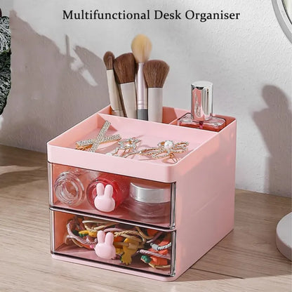 Small Desk Organizer With Drawer, Office Desktop Storage Box, Stationery/Makeup Organizer Storage Box