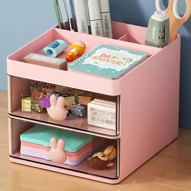 Small Desk Organizer With Drawer, Office Desktop Storage Box, Stationery/Makeup Organizer Storage Box