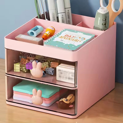 Small Desk Organizer With Drawer, Office Desktop Storage Box, Stationery/Makeup Organizer Storage Box