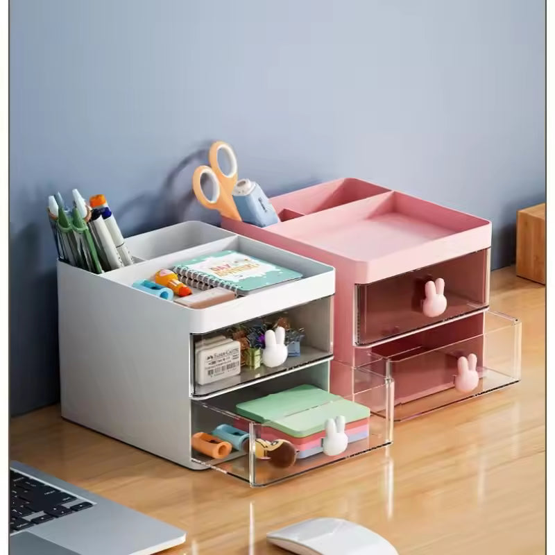 Small Desk Organizer With Drawer, Office Desktop Storage Box, Stationery/Makeup Organizer Storage Box
