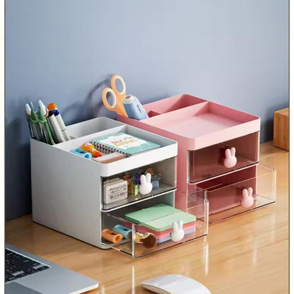 Small Desk Organizer With Drawer, Office Desktop Storage Box, Stationery/Makeup Organizer Storage Box