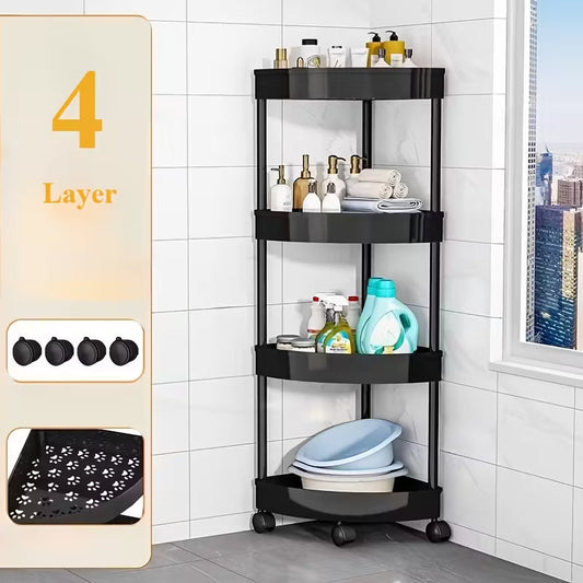 Multipurpose Layer Corner Rack Plastic & Metal Rod (4 Layer)