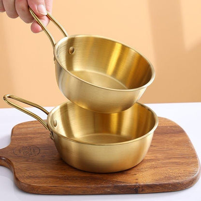 Stainless Steel Bowl Golden With Handle Multi-purpose Sauce Seasoning Bowl Tableware