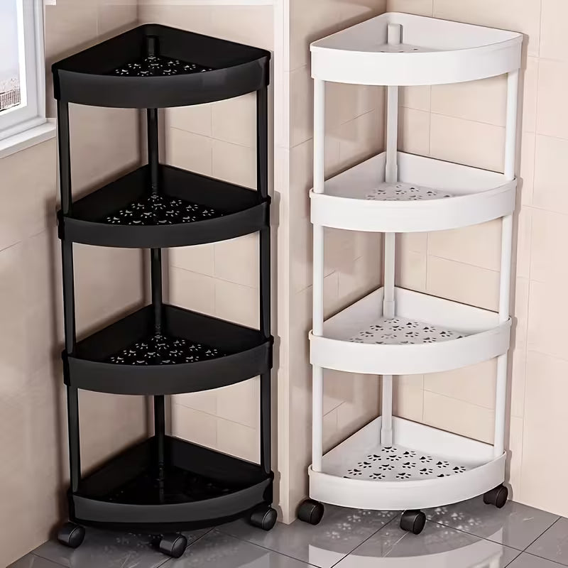 Multipurpose Layer Corner Rack Plastic & Metal Rod (4 Layer)