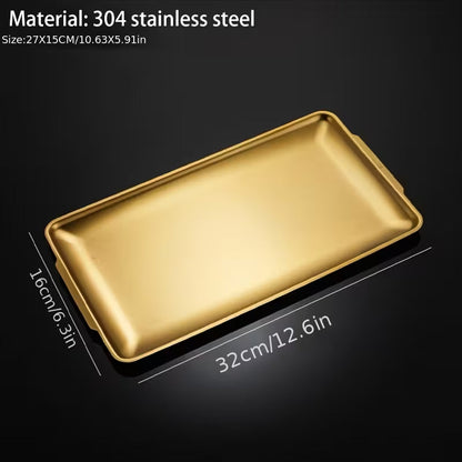Rectangular Stainless Steel Gold Decorative Serving Tray