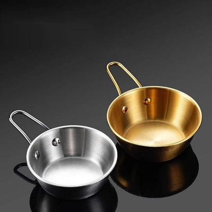 Stainless Steel Bowl Golden With Handle Multi-purpose Sauce Seasoning Bowl Tableware