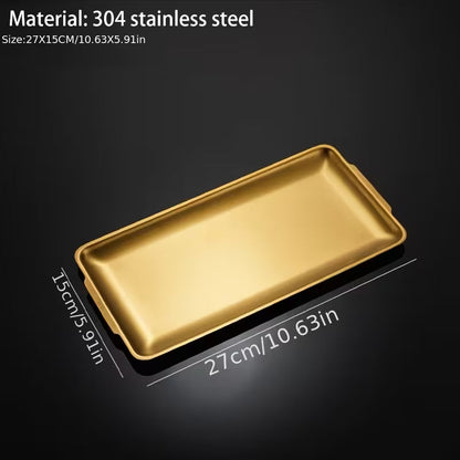 Rectangular Stainless Steel Gold Decorative Serving Tray